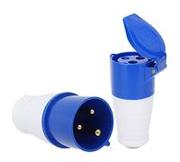 Risegun Ensemble de Prises et Connecteurs Industriels, 220-250V 32A Prise, Anti-poussière Antidéflagrants et étanches 3 Pin Monophasées Ensemble De Fiches D'alimentation(2P + E)
