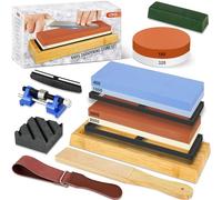 RISEMART Lot de 12 pierres à aiguiser professionnelles pour couteaux, Affuteuse Couteaux - Grain 400/1000/3000/8000 - Avec supports antidérapants, pierre à aiguiser et aide à l'affûtage