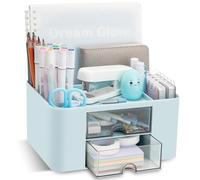 RISEMART Organiseur de bureau avec 2 tiroirs, organisateur de bureau multifonctionnel avec porte-stylos, organisateurs de bureau et rangement avec 5 compartiments, organisateur de bureau pour le