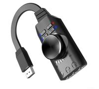 RiseNova Carte son USB externe avec audio 7.1 canaux | Bouton silencieux instantané et design de lecture pour PS5, pour console PS4 et ordinateur portable