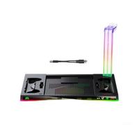 RiseNova Support de refroidissement multifonction pour machine à vapeur | RGB Gamer avec 3 vitesses de ventilateur (2500-4500 tr/min), base de charge à mémoire automatique pour contrôleur