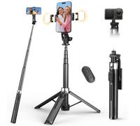 RISEOFLE 110cm Perche à Selfie avec Trépied et Lumière, Trepied Smartphone avec Télécommande, Trépied Téléphone Portable Télescopique - Compatible iPhone, Samsung, Android, Caméra