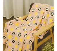 RISEON Couverture carrée en crochet faite à la main pour grand-mère, tapis de style pull, courtepointe, multicolore, décoration de voyage bohème pour canapé, lit, fauteuil inclinable, salon, chambre à