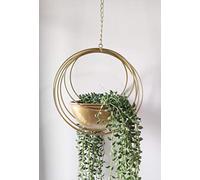RISEON Suspension de Plantes bohème en métal doré, Motif géométrique en métal, Pot de Fleurs Moderne, Support de Plantes aériennes du Milieu du siècle, Pot de Fleurs Minimaliste pour intérieur ou