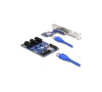 Riser Card PCIe x1 vers 3 slots PCIe x1 avec câble USB 50 cm et câble d'alimentation SATA