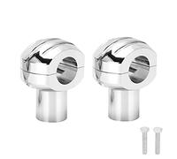 Riser de Guidon de Moto, 25mm CNC Riser de Barre de Guidon de Moto Universelle Pince à Tête Ronde avec Lève-guidon à Rayures(Placage d'argent)