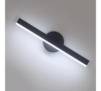 Riserva 12W Applique Murale Moderne, Blanche Froide 6500K, Rotation 300 Degrés, Lampe Murale Intérieur LED Noir 38cm, pour Salon, Chambre, Couloir