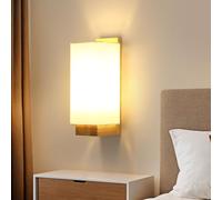 Riserva Applique Murale Bois Intérieure, E27 Lampe Murale Tissu, Applique Murale Moderne Blanche pour Chambre à Coucher, Salon, Hôtel, Café, Rectangulaire