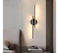 Riserva Applique Murale Interieur, Moderne Lampe Murale Noir, 24W Appliques LED Design Lignes Parallèles, 3000K Blanc Chaud, Luminaire Murals pour Chambre, Salon, Hôtel, Escalier, Allée, 60cm