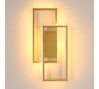 Riserva Applique Murale Interieur LED, 3000K Blanc Chaud, 28W Lampe Murale Moderne Or, Luminaire Mural Vintage Carré pour Chambre, Salon, Salle à Manger, Escalier, Salle D'étude