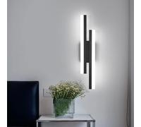 Riserva Applique Murale Interieur LED Noir, 16W Lampe Murale Moderne, Lumière Blanche Froide 6500K, Luminaire Murale Minimaliste Métal pour Chambre à Coucher, Salon, Bureau, Couloir, Escalier