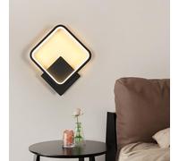 Riserva Applique Murale Intérieure, 3000K Blanc Chaud, 17W Lampe Murale Moderne Noir, Créatif Luminaire Mural LED Carré Aluminium pour Salon, Chambre, Couloir, Escalier