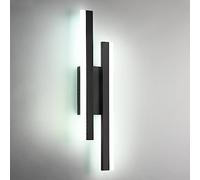 Riserva Applique Murale Intérieure LED, 16W 1800LM Lampe Murale Moderne, Acrylique Luminaire Mural Interieur pour Chambre, Salon, Couloir, Escalier, 6500K Lumière Blanche Froide (Noir)