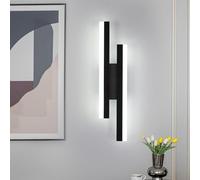 Riserva Applique Murale Intérieure LED, 16W 1800LM Lampe Murale Moderne, Acrylique Luminaire Mural Interieur pour Chambre, Salon, Couloir, Escalier, 6500K Lumière Blanche Froide (Noir)