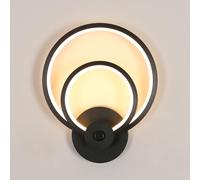 Riserva Applique Murale Intérieure LED, 20W Lampe Murale Moderne Noir, 3000K Lumière Chaude, Creative Luminaire Mural Rond pour Salon, Chambre, Escalier, Café