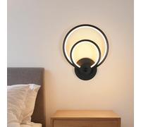 Riserva Applique Murale Intérieure LED, 20W Lampe Murale Moderne Noir, 3000K Lumière Chaude, Creative Luminaire Mural Rond pour Salon, Chambre, Escalier, Café