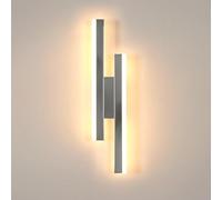 Riserva Applique Murale LED Moderne, 16W Lampe Murale Chrome, Luminaire Mural Interieur Acrylique pour Chambre à Coucher, Couloir, Salon, Escalier, Balcon, 3000K Lumière Chaude