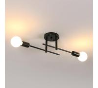 Riserva Lustre Plafonnier Industriel, 2 Lumières E27 Lustre Vintage Sputnik, Noir Plafonniers en Métal, Forme DIY Lampe Plafond Retro pour Chambre, Cuisine, Salon, Café