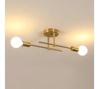 Riserva Lustre Plafonnier Vintage, E27 Lustre Sputnik Industriel, 2 Lumières Lampe de Plafond Or en Metal pour Salon, Chambre, Cuisine, Salle À Manger, Café