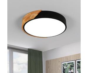 Riserva Moderne Plafonnier LED 24W, Rond Lampe de Plafond en Bois, Blanc Froid 6500 K Plafonnier pour Chambre à Coucher, Salon, Cuisine, Bureau, Ø30cm