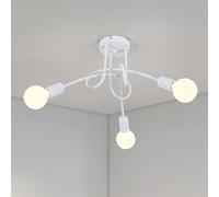 Riserva Plafonnier Industriel, 3 Lumières Lustre Rétro Abat-jour E27, Moderne Suspension Luminaire en Métal pour Salon Chambre Cuisine Balcon, Max 60W, Blanc (Sans Ampoules)