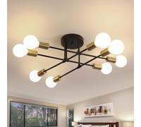 Riserva Plafonnier Industriel 8 Lumières, E27 Suspension Luminaire Noir Sputnik, Lampe de Plafond Vintage en Metal pour Salon, Chambre, Cuisine, Salle à Manger