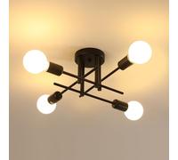 Riserva Lustre Sputnik Modern, 4 Lumières Plafonnier Industriel Noir, E27 Lampe de Plafond en Métal pour Chambre à Coucher, Salon, Couloir, Salle à Manger, Cuisine, Balcon