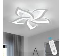 Riserva Plafonnier LED Dimmable 40W, Créatif Pétales Design, Blanc, 60cm | Luminaire Plafonnier Moderne avec Télécommande/APP pour Salon, Chambre, Salle à Manger, Balcon