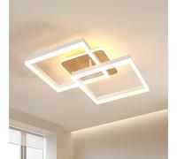 Riserva Plafonnier LED Dimmable, 40W Luminaire Plafonnier Bois Naturel avec Télécommande, 3000K-6500K, Lampe de Plafond Moderne Carré Pour Salon, Chambre, Couloir, Bureau, Blanc