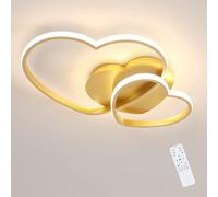 Riserva Plafonnier LED Dimmable 48W, Forme de Cœur, Or, 3000K-6500K | Lampe Plafond con Télécommande/APP pour Chambre, Cuisine, Salle à Manger, Balcon