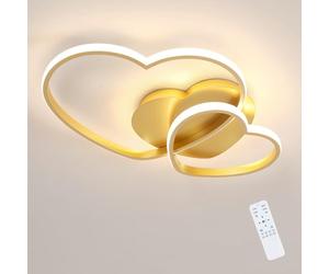 Riserva Plafonnier LED Dimmable 48W, Or Luminaire Plafonnier con Télécommande/APP, Lampe Plafond Forme de Cœur pour Chambre, Cuisine, Salle à Manger, Balcon, 3000K-6500K