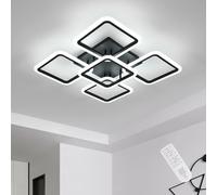 Riserva Plafonnier LED Dimmable, 57W Lampe de Plafond Carré avec Télécommande 3000-6500K, Luminaire Plafonnier Moderne Noir pour Salon, Chambre, Salle à Manger