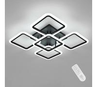 Riserva Plafonnier LED Dimmable, 57W Lampe de Plafond Carré avec Télécommande 3000-6500K, Luminaire Plafonnier Moderne Noir pour Salon, Chambre, Salle à Manger