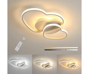Riserva Plafonnier LED Dimmable, 64W 4800LM Luminaire Plafonnier Moderne avec Télécommande/APP, 3000K-6500K, Design à Cœur Créatif Lampe de Plafond pour Salon Chambre Salle à Manger, L50 * W33 * H8cm