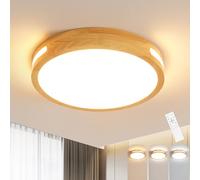 Riserva Plafonnier LED Dimmable 64W, Bois Rond, 3000K-6500K, 40cm | Luminaire Plafonnier Moderne Hollow Design pour Salon, Chambre, Salle à Manger, Cuisine, Balcon, Couloir