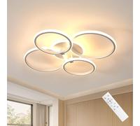 Riserva Plafonnier LED Dimmable avec Télécommande, 39W Lampe de Plafond LED Rond 4 Anneaux Design, 3000K~6500K, Luminaire Plafonnier Moderne Blanc pour Salon, Chambre, Cuisine