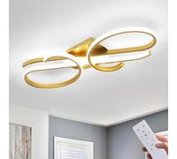 Riserva Plafonnier LED Dimmable, Luminaire Plafonnier Doré Moderne avec Télécommande, 3000K-6500K, 29W Créative Lampe de Plafond LED pour Salon, Chambre, Salle à Manger, Porche