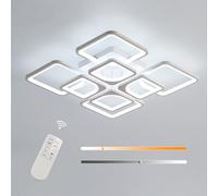 Riserva Plafonnier LED Dimmable Moderne, 80W Lampe de Plafond con Télécommande, 3000-6500K, Plafonnier Carré en Aluminium pour Salon, Salle à Manger, Cuisine, Bureau, Salle D'étude, Blanc
