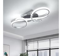 Riserva Plafonnier LED Moderne, 36W Créatif Luminaire Plafonnier Chrome, 6500K Blanc Froid Lampe de Plafond Aluminium pour Cuisine, Chambre, Salle à Manger, Balcon, Couloir