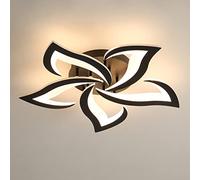 Riserva Plafonnier LED Moderne, 60W 6500LM Creative Fleur de Forme Acrylique Lampe de Plafond, 5 Têtes Pétales Noir Lustres Led pour Salon, Chambre, Salle à Manger, Cuisine, Blanc Chaud 3000K
