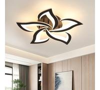 Riserva Plafonnier LED Moderne, 60W 6500LM Creative Fleur de Forme Acrylique Lampe de Plafond, 5 Têtes Pétales Noir Lustres Led pour Salon, Chambre, Salle à Manger, Cuisine, Blanc Chaud 3000K…