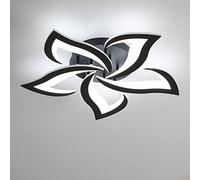 Riserva Plafonnier Led Moderne, 60W Créatif Pétales Design Plafonnier, Lumière Blanche Froide 6500K Lampe de Plafond en Acrylique, pour Salon Chambre à Coucher étude Diamètre 60cm, Noir