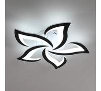 Riserva Plafonnier LED Moderne, 60W Créatif Pétales Plafonnier Moderne, Lampe de Plafond en Acrylique pour Salon, Chambre à Coucher, Étude, Lumière Blanche Froide 6500K (Diamètre 60cm, Noir)