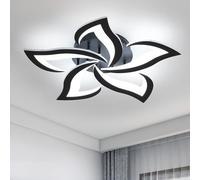 Riserva Plafonnier LED Moderne 60W, Pétales Design, Noir, 6500K, 60cm | Lampe de Plafond en Acrylique, pour Salon, Chambre à Coucher, D'enfant