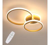Riserva Plafonnier LED Moderne Dimmable, 42W Lampe de Plafond LED avec Télécommande/APP, Rond Luminaire Plafonnier Doré Pour Chambre à Coucher, Salon, Cuisine, Bureau, 3000~6500K