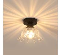 Riserva Plafonnier Noir, Lampe de Plafond E27 avec Abat-jour en Verre, Suspension pour Chambre à Coucher, Couloir, Salle à Manger, Café