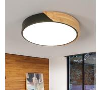 Riserva Plafonnier Rond LED Bois, Lampe De Plafond Noir 30W 3400LM, Lumière Neutre 4500K De Plafonnier Salon Bois Pour, Chambre, Cuisine, Couloir, VéRanda, Hall, Balcon, Ø30CM…