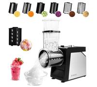 RISESOL 7 en 1 Coupe Légumes Électrique Broyeur à Glace Rape à Fromage Carottes Acier Inox avec 7 Lames 250W Trancheuse de Légumes Professionnel de Cuisine Multifonctions 220V Fiche UE
