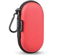 RISETECH Étui de transport pour écouteurs en EVA avec fermeture éclair compatible avec les écouteurs AirPods, Beats Flex, Urbeats3, Bose, câble USB, avec clip Rouge