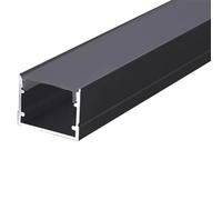 RISHORI Canal LED en Forme de U de 3,3 pi/1 m, diffuseur de Bande LED en Aluminium Noir avec Couvercle, éclairage d'angle givré, Installation Facile,20 * 15 Without Edge